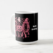 Boo Halloween Brustkrebs-Bewusstsein Pink Ribbon Kaffeetasse (Vorderseite Links)