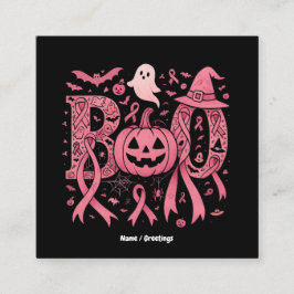Boo Halloween Brustkrebs-Bewusstsein Pink Ribbon Quadratische Visitenkarte