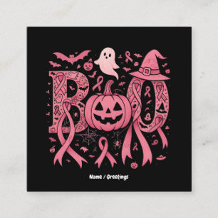 Boo Halloween Brustkrebs-Bewusstsein Pink Ribbon Quadratische Visitenkarte