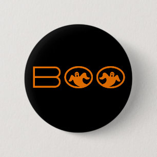 Boo Halloween Button, Black und Orange Button
