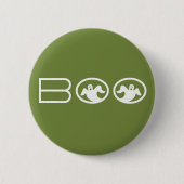 Boo Halloween Button, Grün und Weiß Button (Vorderseite)