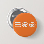 Boo Halloween Button, Orange und Weiß Button (Vorne & Hinten)