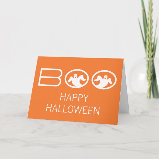 Boo Halloween Card, Orange und Weiß Karte (Vorderseite)