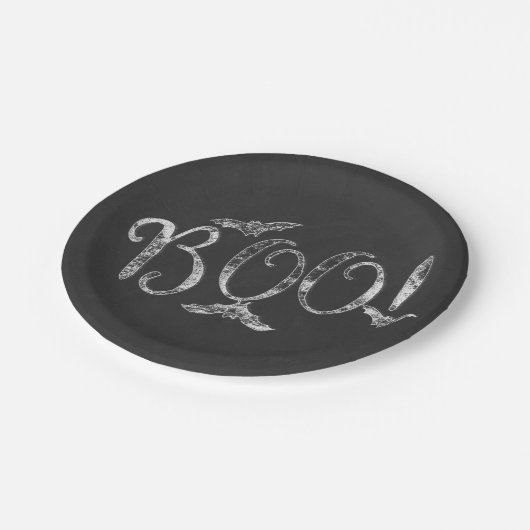 BOO! Halloween Chalkboard Chalk Holiday Party Pappteller (Schrägansicht)