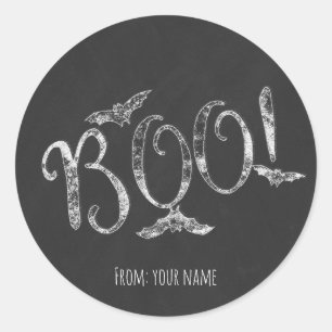 BOO! Halloween Chalkboard Chalk Holiday Party Runder Aufkleber