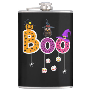 Boo Halloween Costume Spiders Ghosts Pumkin & Witc Flachmann