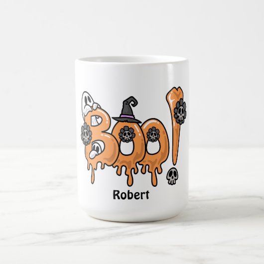 Boo Halloween cute ghost Personalized name Kaffeetasse (Mittel)