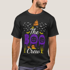 BOO Halloween Drilling Letters with Ghosts, Bats a T-Shirt