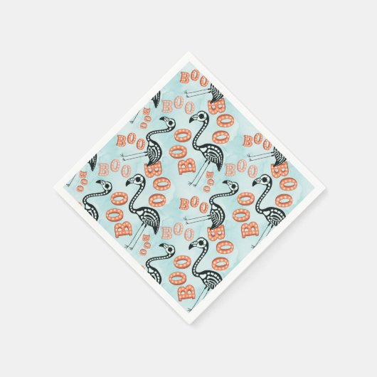 Boo Halloween | Flamingo Skeleton Serviette (Ecke)