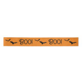 BOO Halloween Flying Bats Orange Ribbon Satinband (Vorderseite)