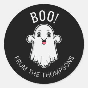 Boo Halloween Geist benutzerdefinierter Text Schwa Runder Aufkleber