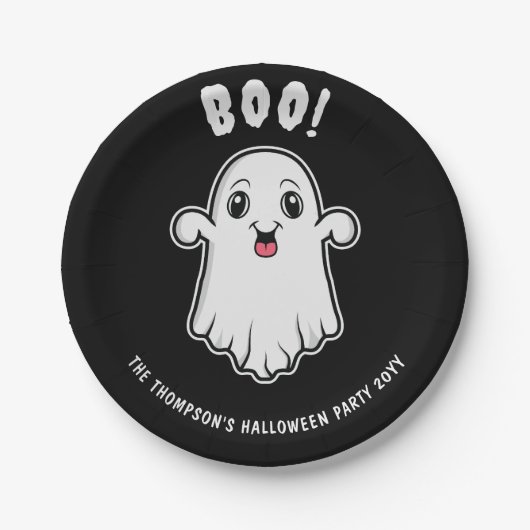 Boo Halloween Ghost benutzerdefinierter Text schwa Pappteller (Vorderseite)