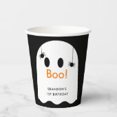Boo! Halloween Ghost Boy Black Geburtstag Pappbecher (Vorderseite)
