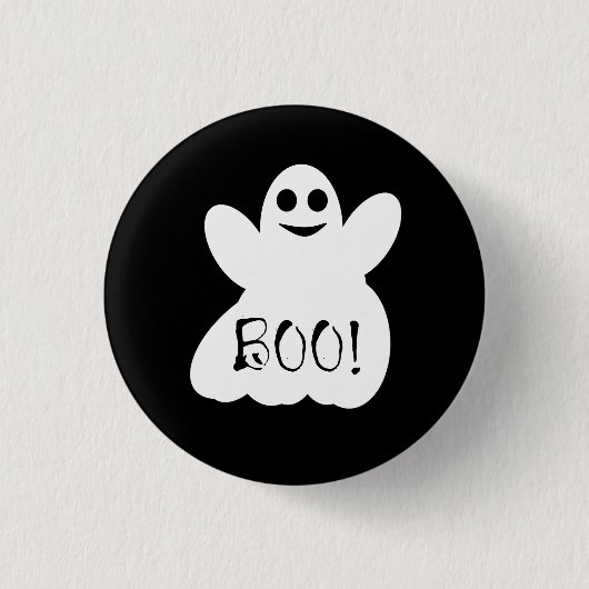 Boo! Halloween Ghost Button Abzeichen (Vorderseite)