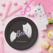 Boo! Halloween Ghost Cat Niedlich Black Pappteller (Party)