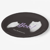 Boo! Halloween Ghost Cat Niedlich Black Pappteller (Schrägansicht)