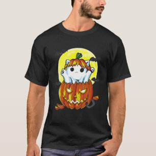 Boo Halloween Ghost Cat Pumpkin Funny Cat Lover Co T-Shirt