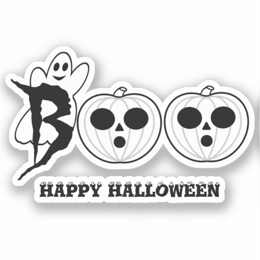 BOO! Halloween Ghost Custom-Cut Vinyl Sticker (Vorderseite)