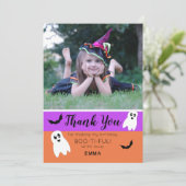 Boo Halloween Ghost Foto Dankeskarte (Stehend Vorderseite)
