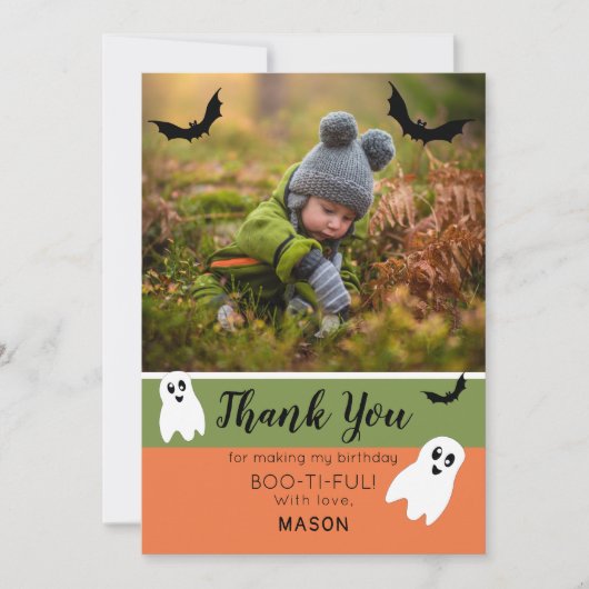 Boo Halloween Ghost Foto Dankeskarte (Vorderseite)