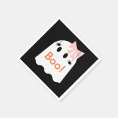 Boo! Halloween Ghost Girl Black Paper Napkins Serviette (Ecke)