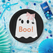 Boo! Halloween Ghost GIrl Niedlich Black Paper Pla Pappteller (Party)
