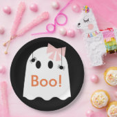Boo! Halloween Ghost GIrl Niedlich Black Paper Pla Pappteller (Party)