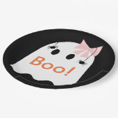 Boo! Halloween Ghost GIrl Niedlich Black Paper Pla Pappteller (Schrägansicht)