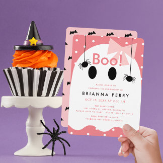 Boo! Halloween Ghost Girl Pink zum Geburtstag Einl Einladung