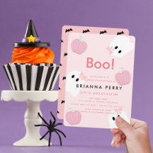 Boo! Halloween Ghost Girl Pumpkin Pink Geburtstag