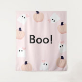 Boo Halloween Ghost Girl Pumpkin Pink Willkommen Wandteppich (Vorderseite)