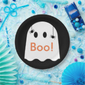 Boo! Halloween Ghost Niedlich Black Paper Plate Pappteller (Party)