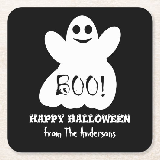 BOO! Halloween Ghost Paper Untersetzer (Vorderseite)