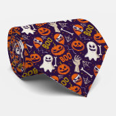 Boo Halloween Ghosts Orange Creepy Pumpkins Krawatte (Gerollt)