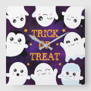Boo Halloween Ghosts Quadratische Wanduhr
