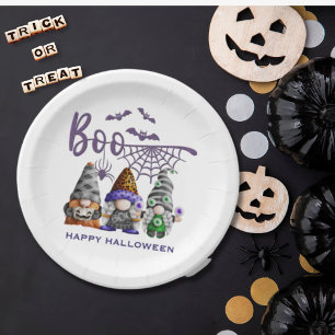 Boo Halloween Gnomes Illustration Pappteller