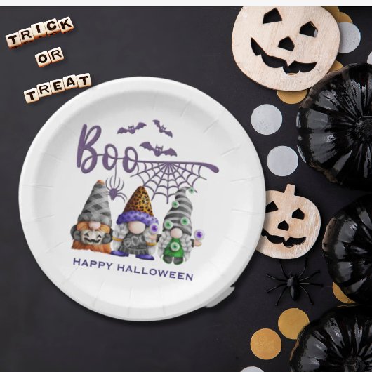 Boo Halloween Gnomes Illustration Pappteller