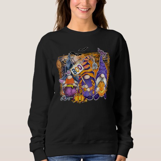 Boo Halloween Gnomes Pumpkin Fall Halloween Vibes Sweatshirt (Vorderseite)
