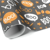 Boo Halloween Handlettern auf schwarz Geschenkpapier (Rolleneckpunkt)