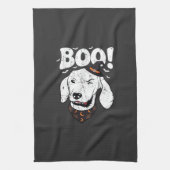 Boo Halloween Hund Hexenhut Fledermäuse Geschirrtuch (Vertikal)