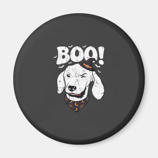 Boo Halloween Hund Hexenhut Fledermäuse Magnet (Vorne)