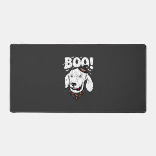 Boo Halloween Hund Hexenhut Fledermäuse Schreibtischunterlage