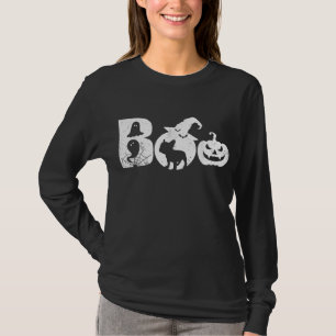Boo Halloween Kostüm Bulldog Pumpkin & Hexenhut T-Shirt