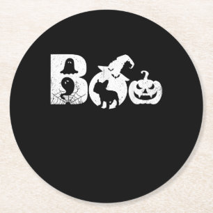 Boo Halloween-Kostüm French Bulldog Geschenke Runder Pappuntersetzer