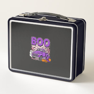 Boo Halloween Lila LKW Geist und Kürbisse Desi Metall Brotdose