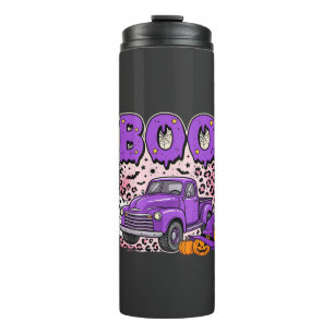 Boo Halloween Lila LKW Geist und Kürbisse Desi Thermosbecher