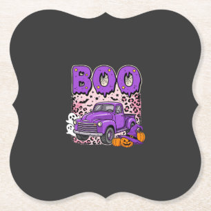 Boo Halloween Lila LKW Geist und Kürbisse Desi Untersetzer