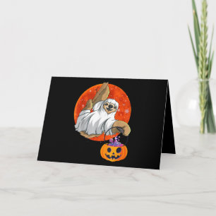 Boo Halloween mit Faultier-Hexenhut und Spinne Karte