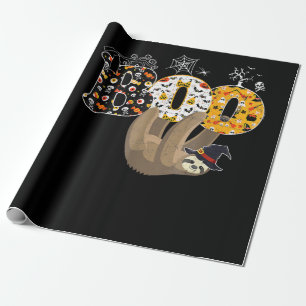 Boo Halloween mit Slotholz und Spinnengeschenk Geschenkpapier