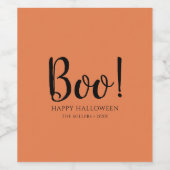 Boo Halloween Modern Orange Weinetikett (Einzelnes Label)